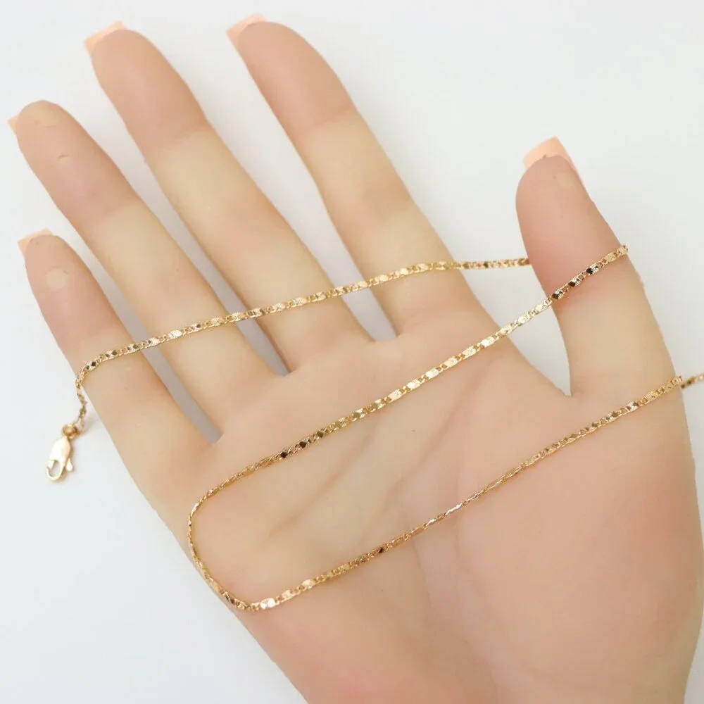 Dainty Diamond-Cut Rose Gold Necklace, Adjustable Chain, XPNL0191